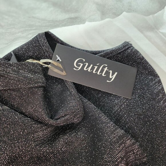 SZ Large Black With Silver Thread Dress with Triangle Netted Keyhole Feature - Picture 9 of 10